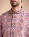 Manyavar Men Purple Brocade Nehru Jacket with Self-Texture