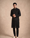 Manyavar Men Black Art Silk Nehru Jacket with Bead Work