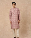 Manyavar Men Dusty Pink Blended Cotton Nehru Jacket