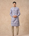 Manyavar Men Lilac Blended Cotton Printed Nehru Jacket