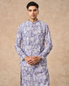 Manyavar Men Lilac Blended Cotton Printed Nehru Jacket