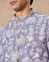 Manyavar Men Lilac Blended Cotton Printed Nehru Jacket