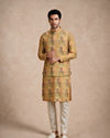 Manyavar Men Yellow Blended Cotton Nehru Jacket