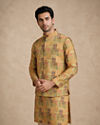 Manyavar Men Yellow Blended Cotton Nehru Jacket