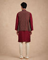 Manyavar Men Maroon Brocade Nehru Jacket with Jacquard