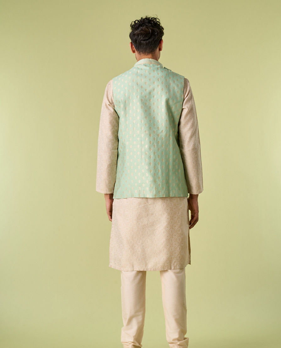 Diwas Men Aqua Green Kurta Jacket Set