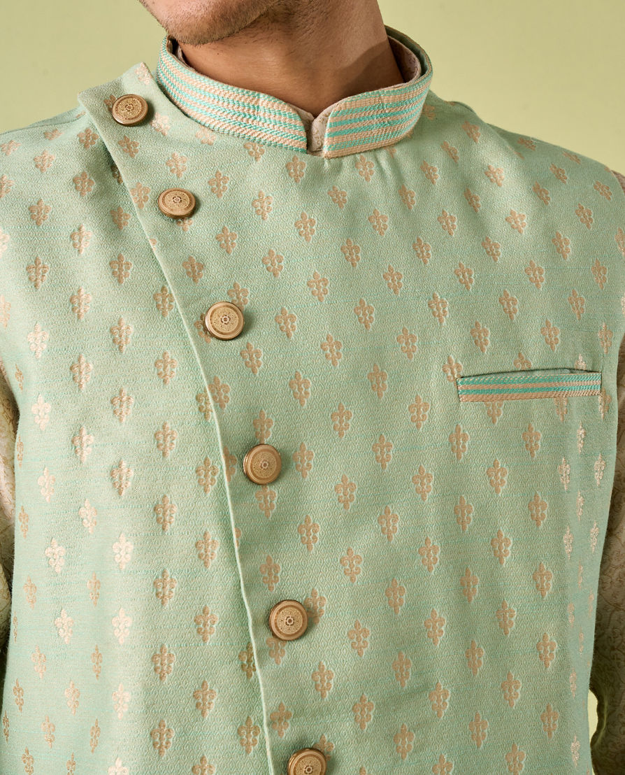 Diwas Men Aqua Green Kurta Jacket Set