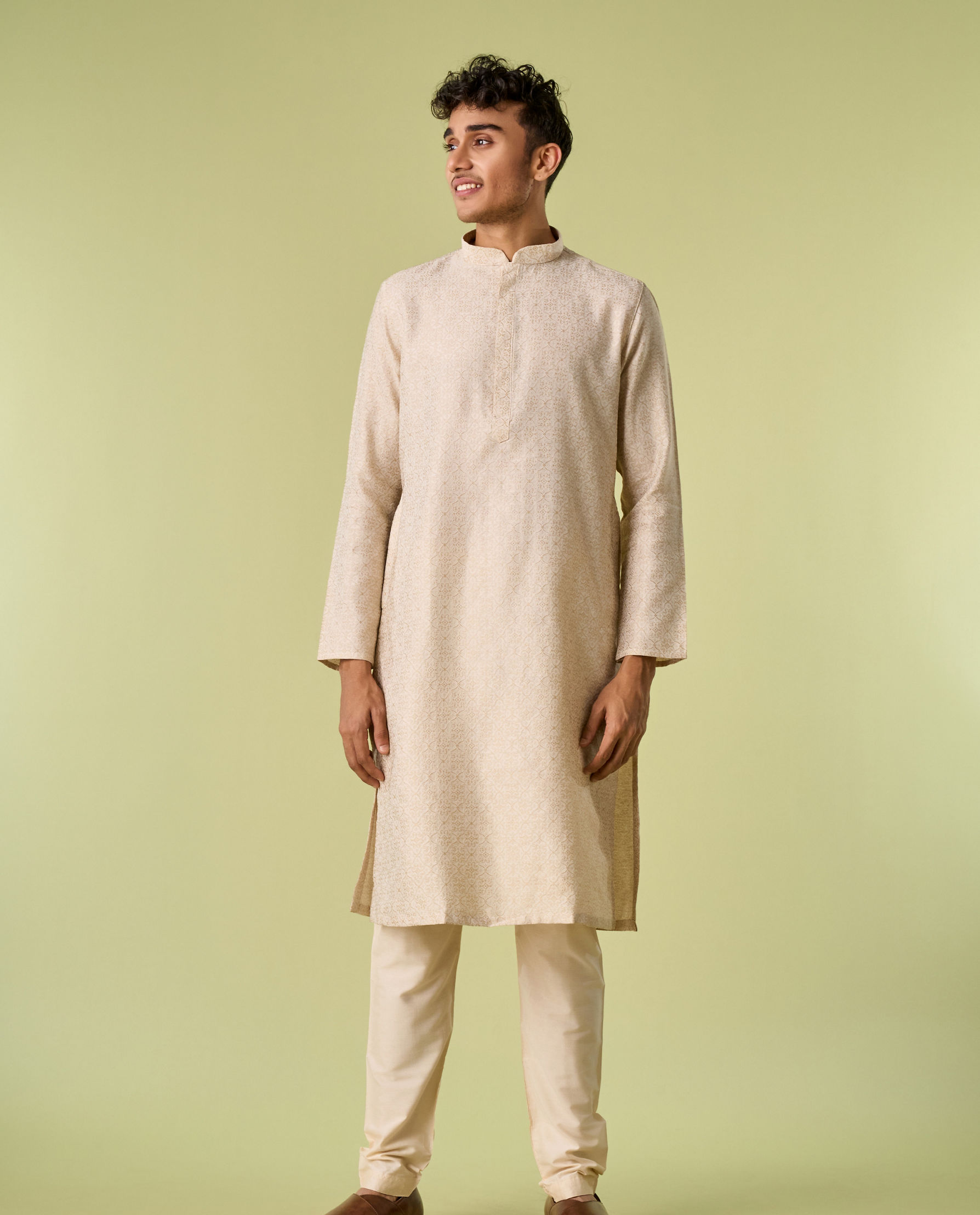 Diwas Men Aqua Green Kurta Jacket Set
