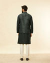 Steel Grey Bel Buti Patterned Kurta Jacket Set image number 4