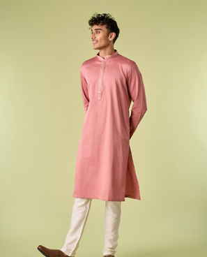 Diwas Men Quartz Pink Medallion Patterned Chikankari Jacket Set