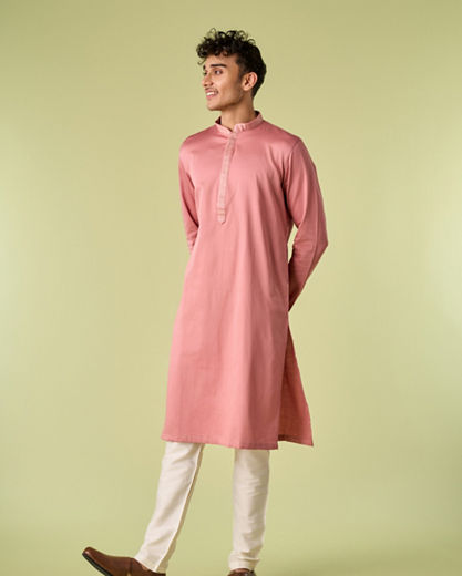 Diwas Men Quartz Pink Medallion Patterned Chikankari Jacket Set