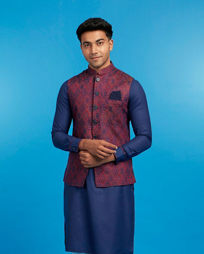 Diwas Men Blue Regal Splendor Kurta Jacket Set