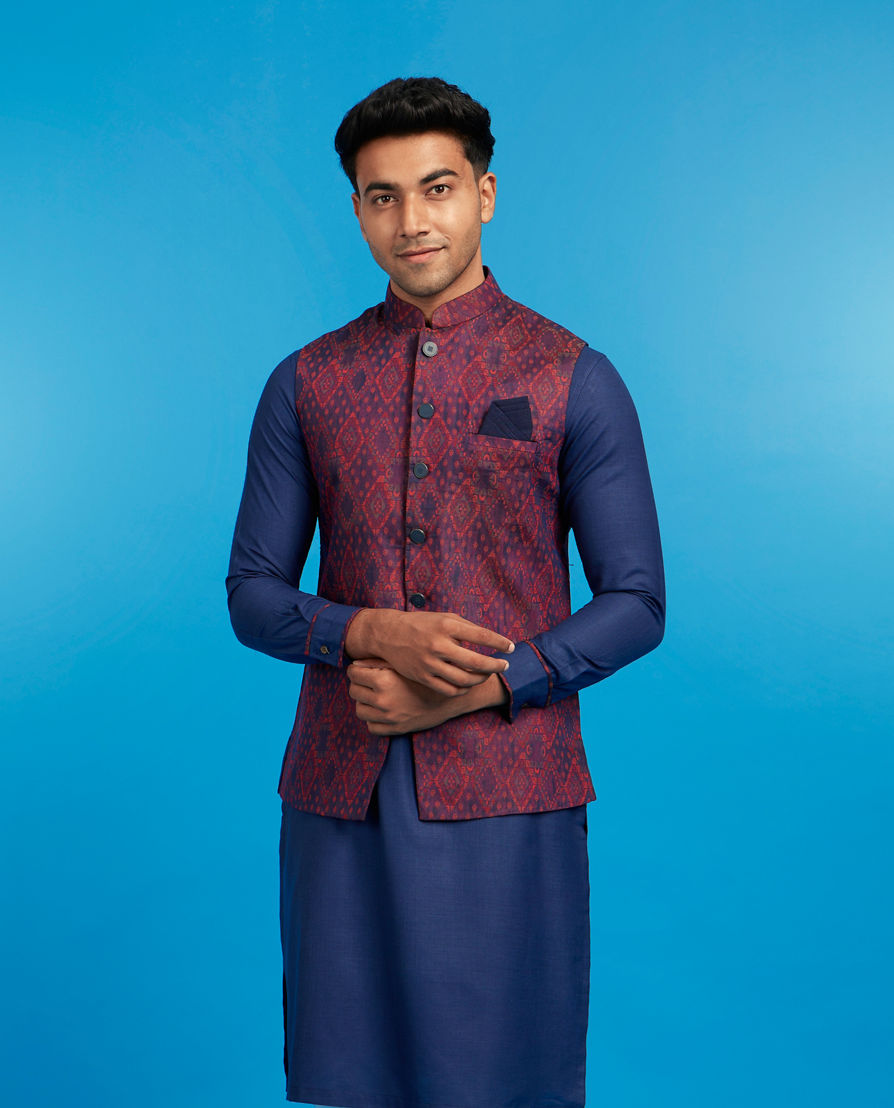 Diwas Men Blue Regal Splendor Kurta Jacket Set