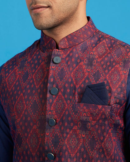 Diwas Men Blue Regal Splendor Kurta Jacket Set
