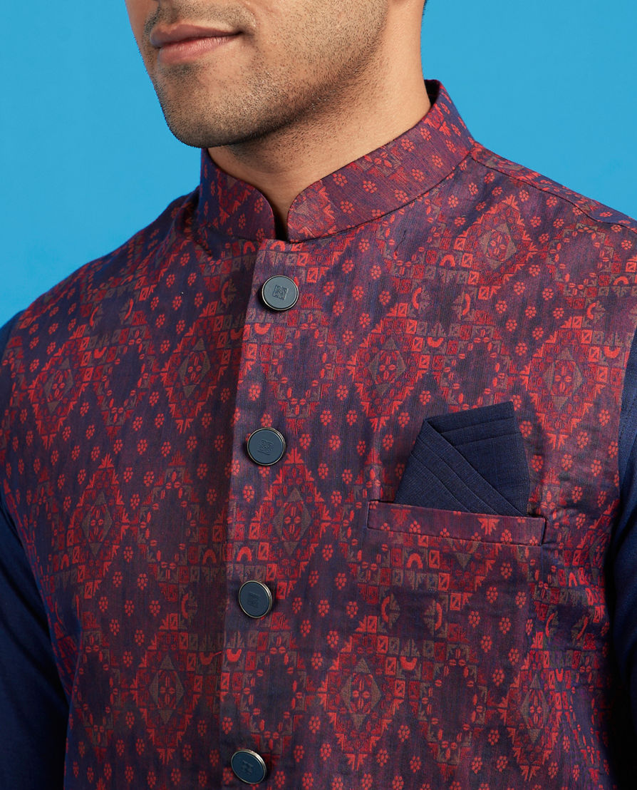 Diwas Men Blue Regal Splendor Kurta Jacket Set