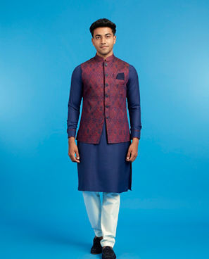 Diwas Men Blue Regal Splendor Kurta Jacket Set