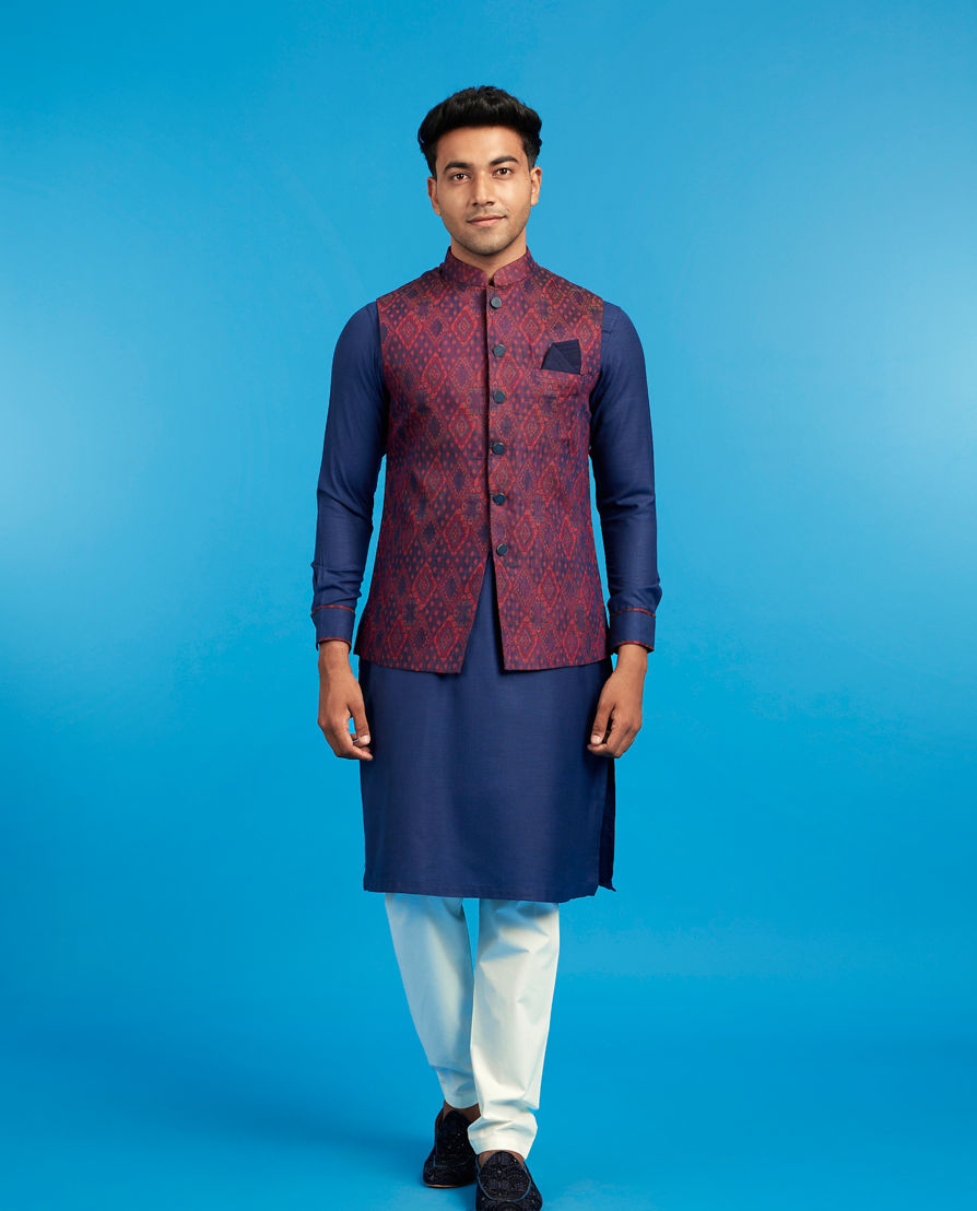 Diwas Men Blue Regal Splendor Kurta Jacket Set