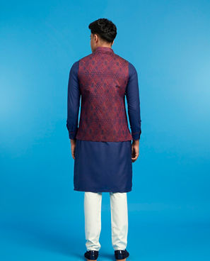 Diwas Men Blue Regal Splendor Kurta Jacket Set