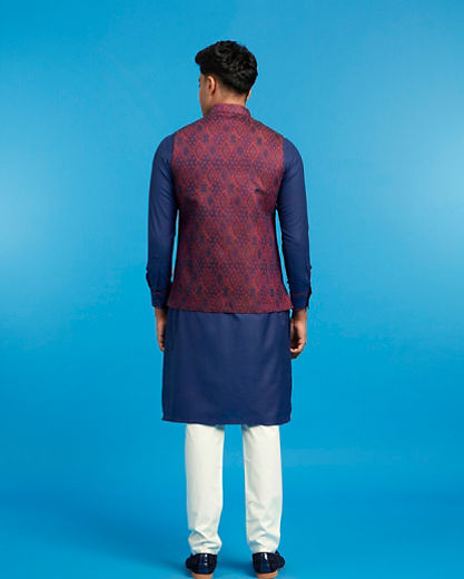 Diwas Men Blue Regal Splendor Kurta Jacket Set