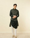 Manyavar Men Forest Green Mughal Motif Jacket Set