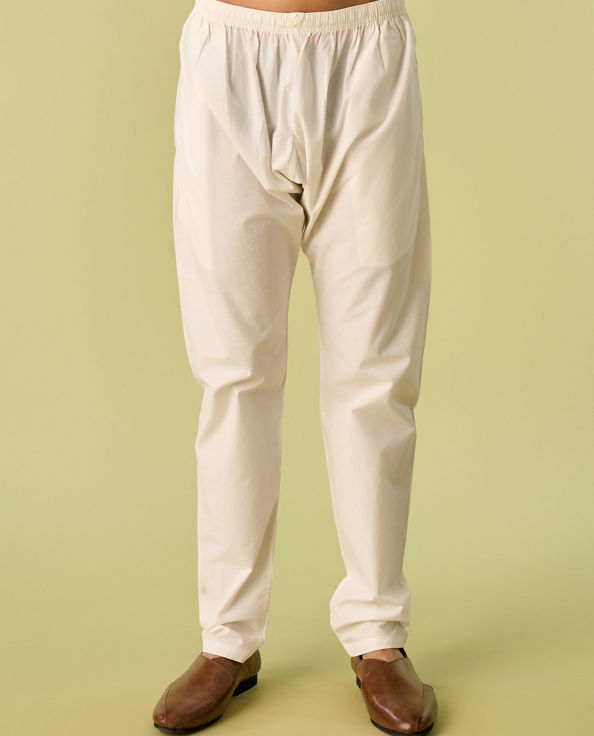 Diwas Men Sea Shell White Kurta Jacket With Floral Work