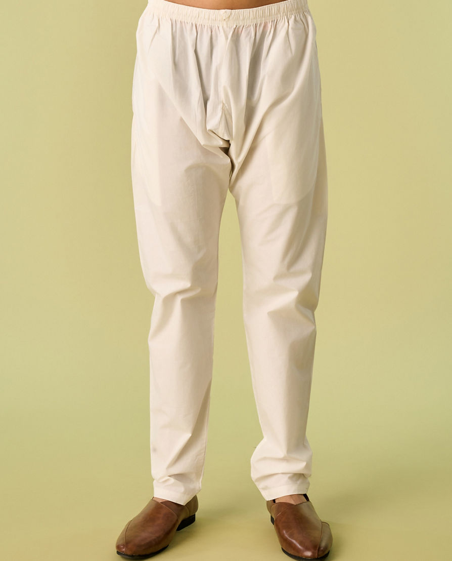 Diwas Men Sea Shell White Kurta Jacket With Floral Work