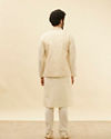 Beige Cream Paisley Motif Sequined Kurta Jacket Set image number 3