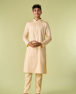 Diwas Men Sea Green Celebration Wear Kurta Jacket With Golden Motifs