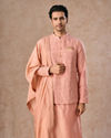 Peach Festive Grandeur Kurta Jacket Set