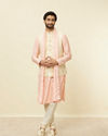 alt message - Manyavar Men Cream Pink Bel Buti Patterned Jacket Set image number 3