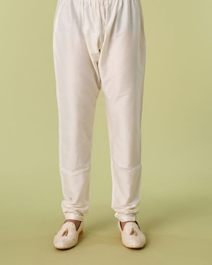 Diwas Men Sesame White Self Design Kurta Jacket Set