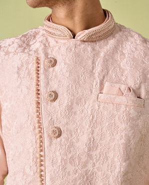 Diwas Men Exquisite Pink Kurta Jacket Set