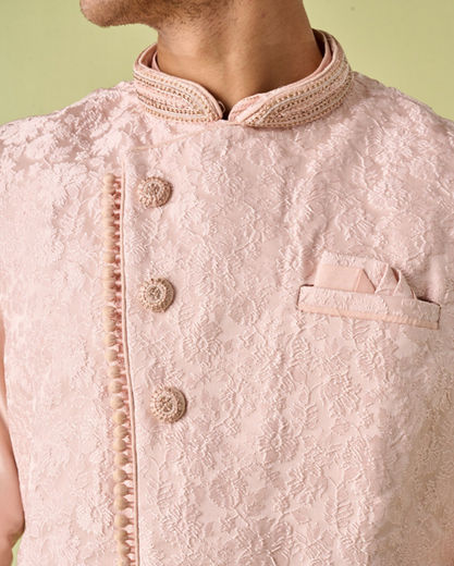 Diwas Men Exquisite Pink Kurta Jacket Set