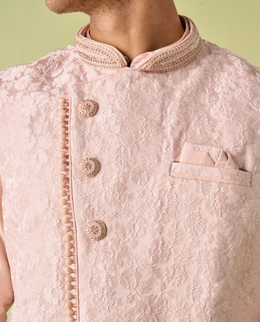 Diwas Men Exquisite Pink Kurta Jacket Set