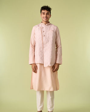 Diwas Men Exquisite Pink Kurta Jacket Set