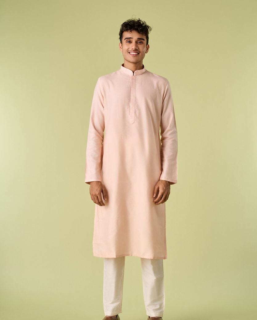 Diwas Men Exquisite Pink Kurta Jacket Set