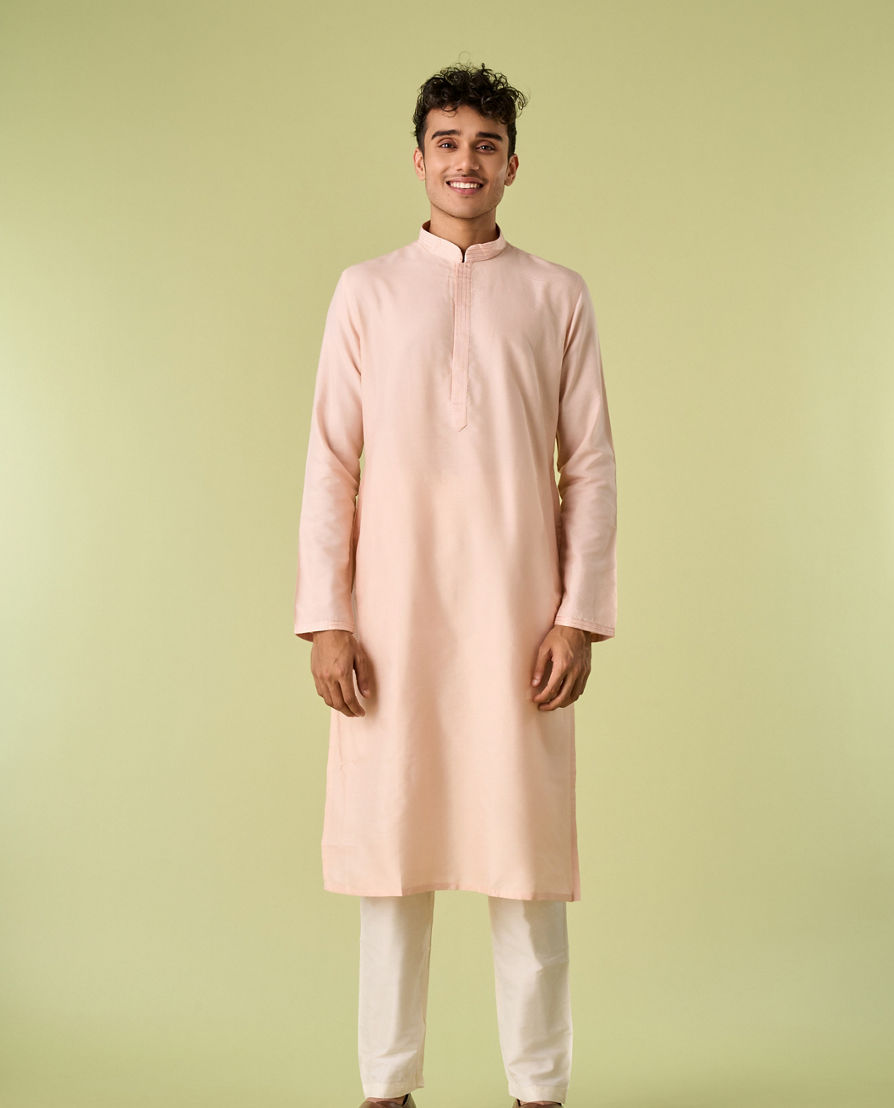 Diwas Men Exquisite Pink Kurta Jacket Set