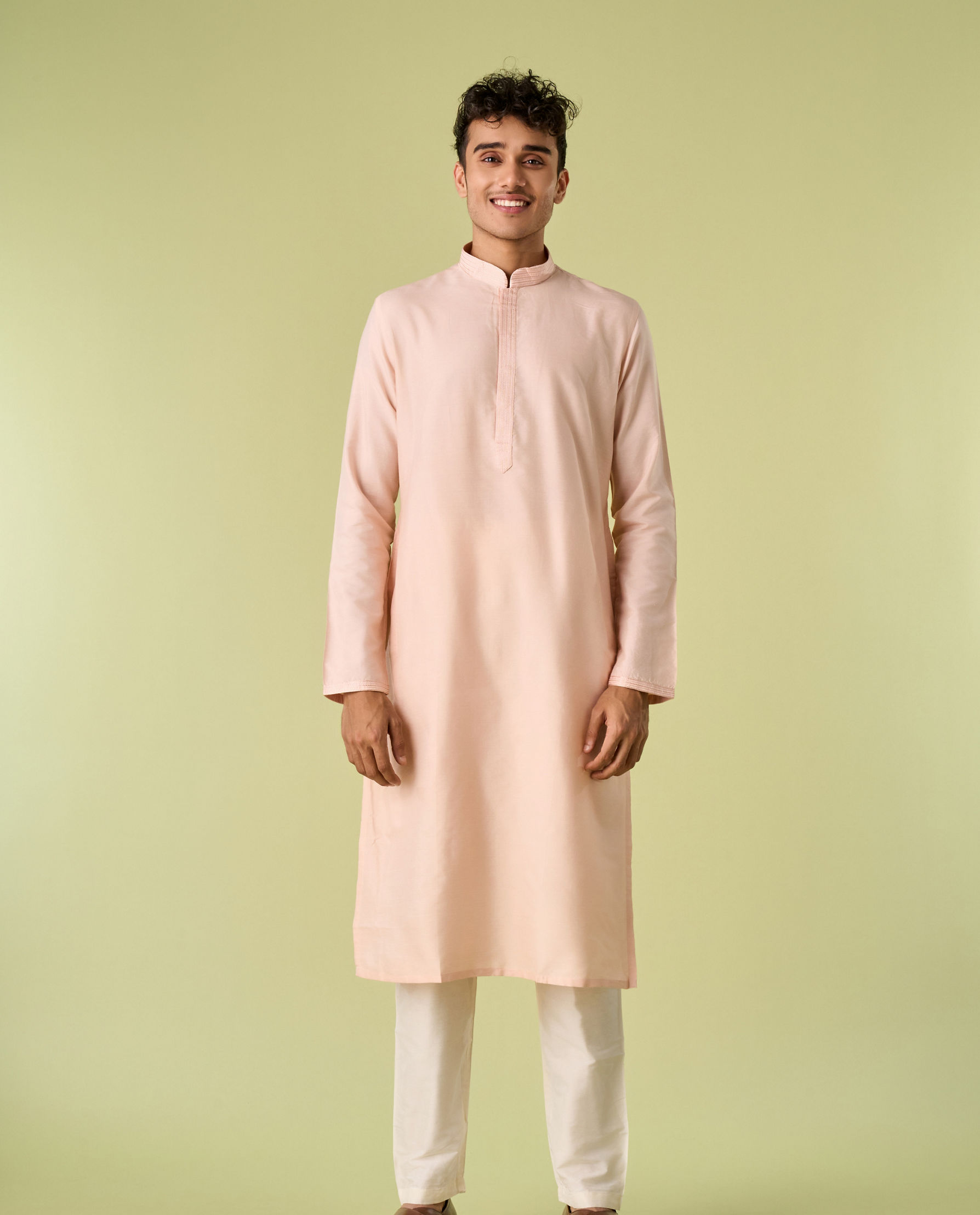 Diwas Men Exquisite Pink Kurta Jacket Set