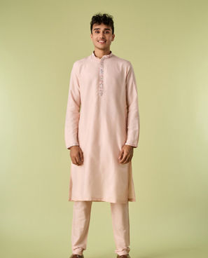 Diwas Men Cream Pink Moroccan Printed Jacket Set