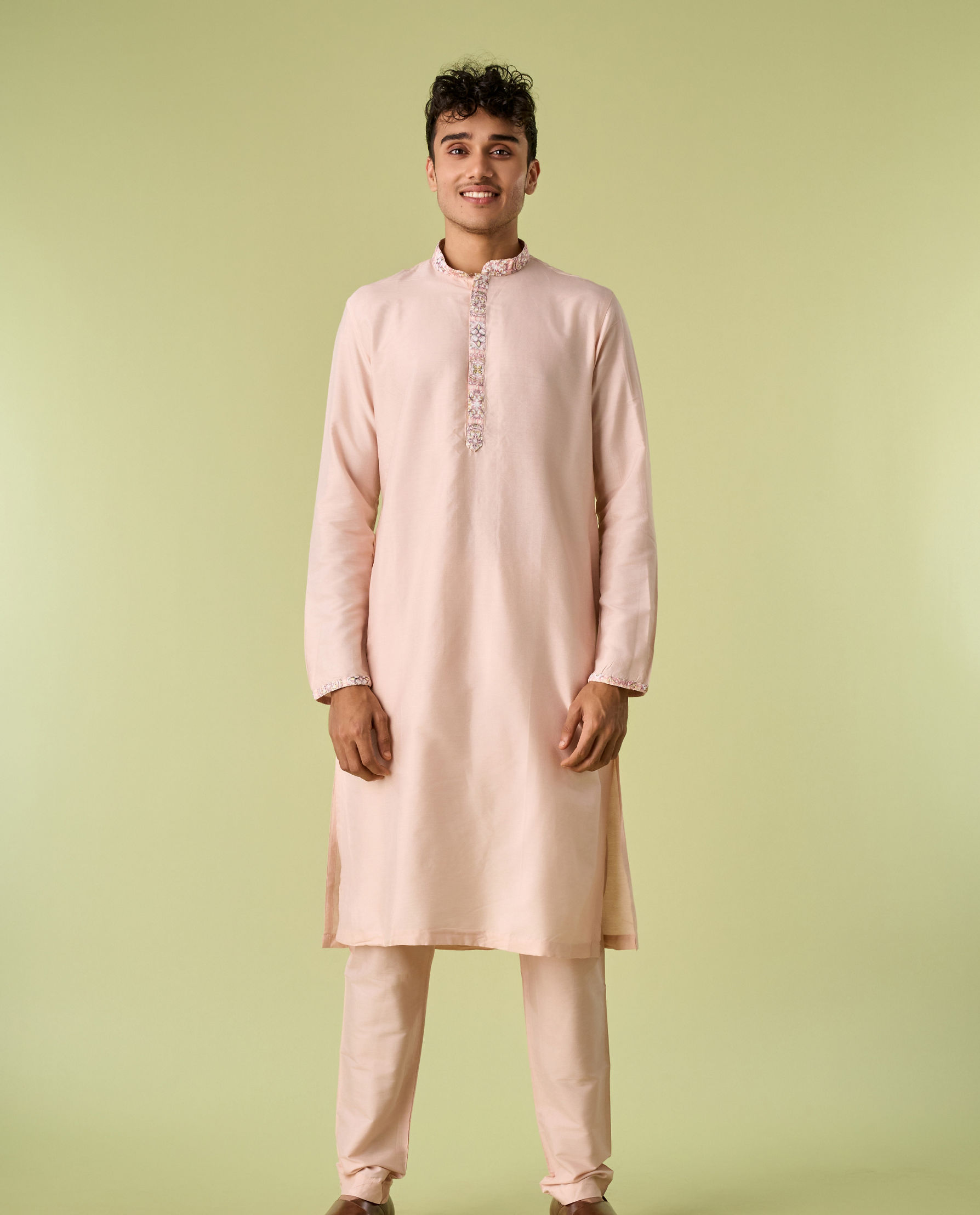 Diwas Men Cream Pink Moroccan Printed Jacket Set