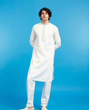 Diwas Men Aqua Green Kurta Jacket Set