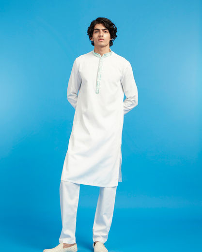 Diwas Men Aqua Green Kurta Jacket Set