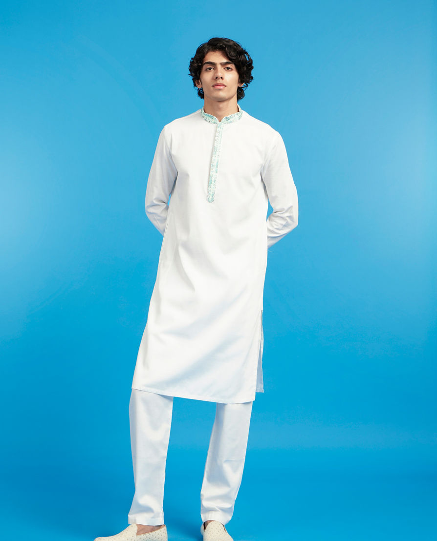 Diwas Men Aqua Green Kurta Jacket Set