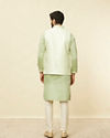 Manyavar Men Lime Green Self Patterned Jacket Set