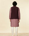 alt message - Manyavar Men Grape Wine and Lilac Kurta Jacket Set image number 4