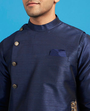 Diwas Men Dark Blue Delight Kurta Jacket Set