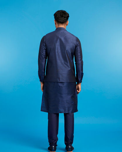 Diwas Men Dark Blue Delight Kurta Jacket Set