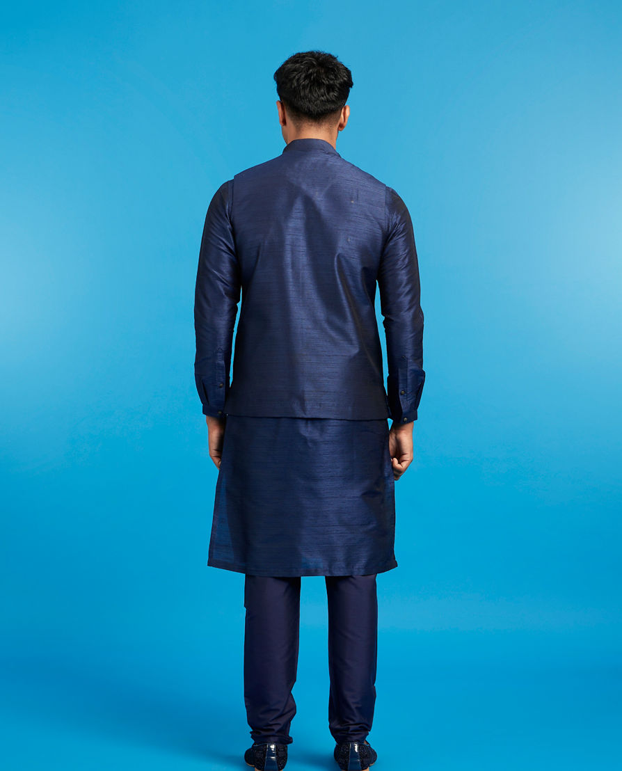 Diwas Men Dark Blue Delight Kurta Jacket Set