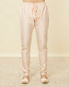 Manyavar Men Peach Pink Geometric Wave Patterned Jacket Set