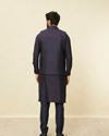 Manyavar Men Sapphire Blue Hexagon Patterned Jacket Set
